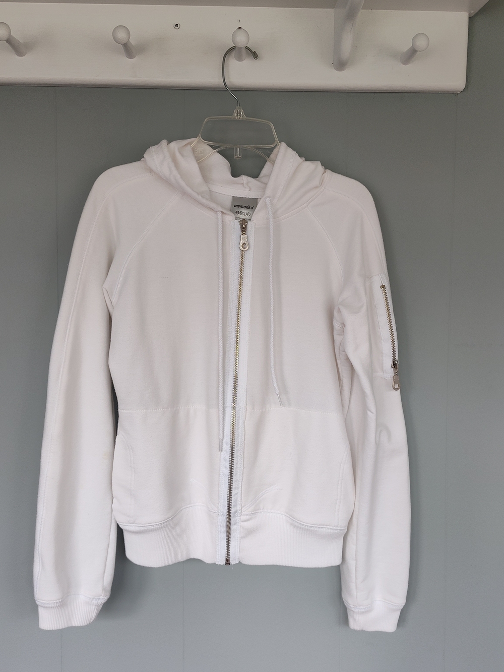 Vintage White Zip-Up Hoodie - Small